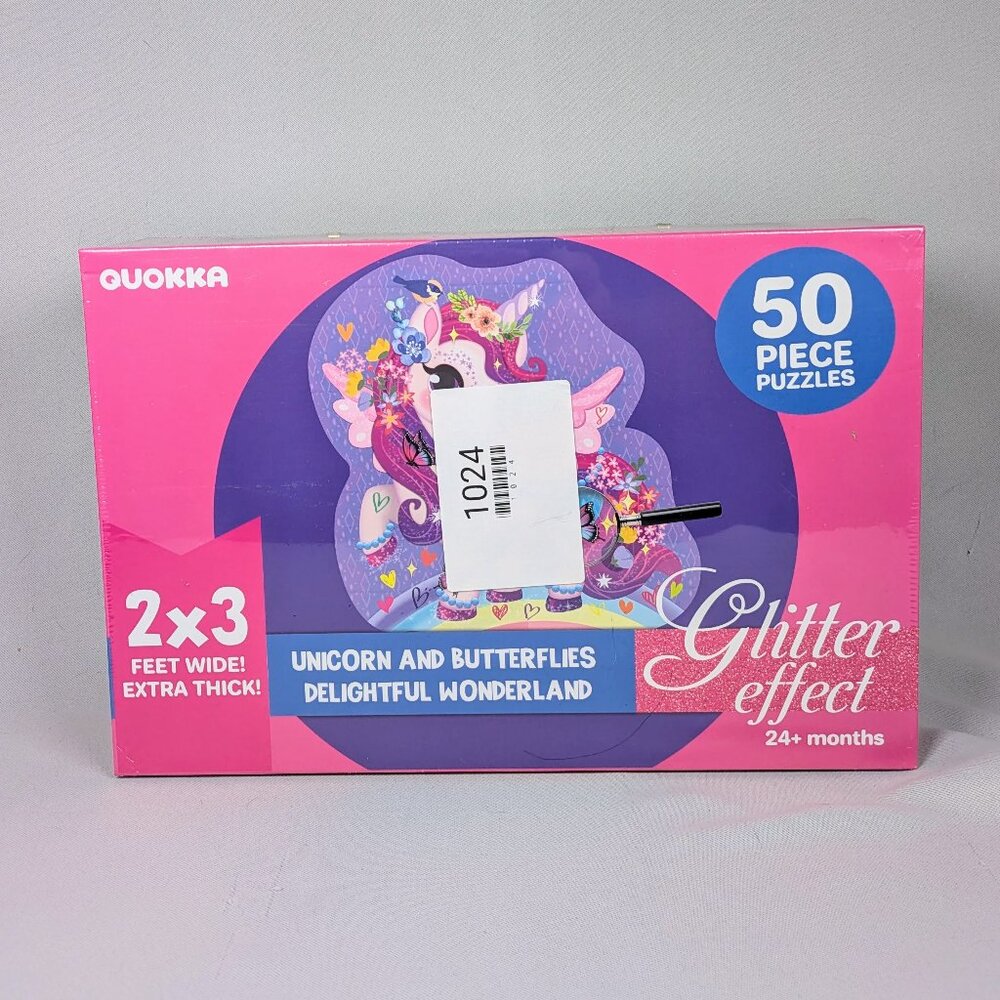 Quokka Giant Glitter Floor Puzzle Unicorn & Butterflies 50pc 2x3ft New Sealed